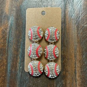 Rhinestone Baseball Drop Earrings